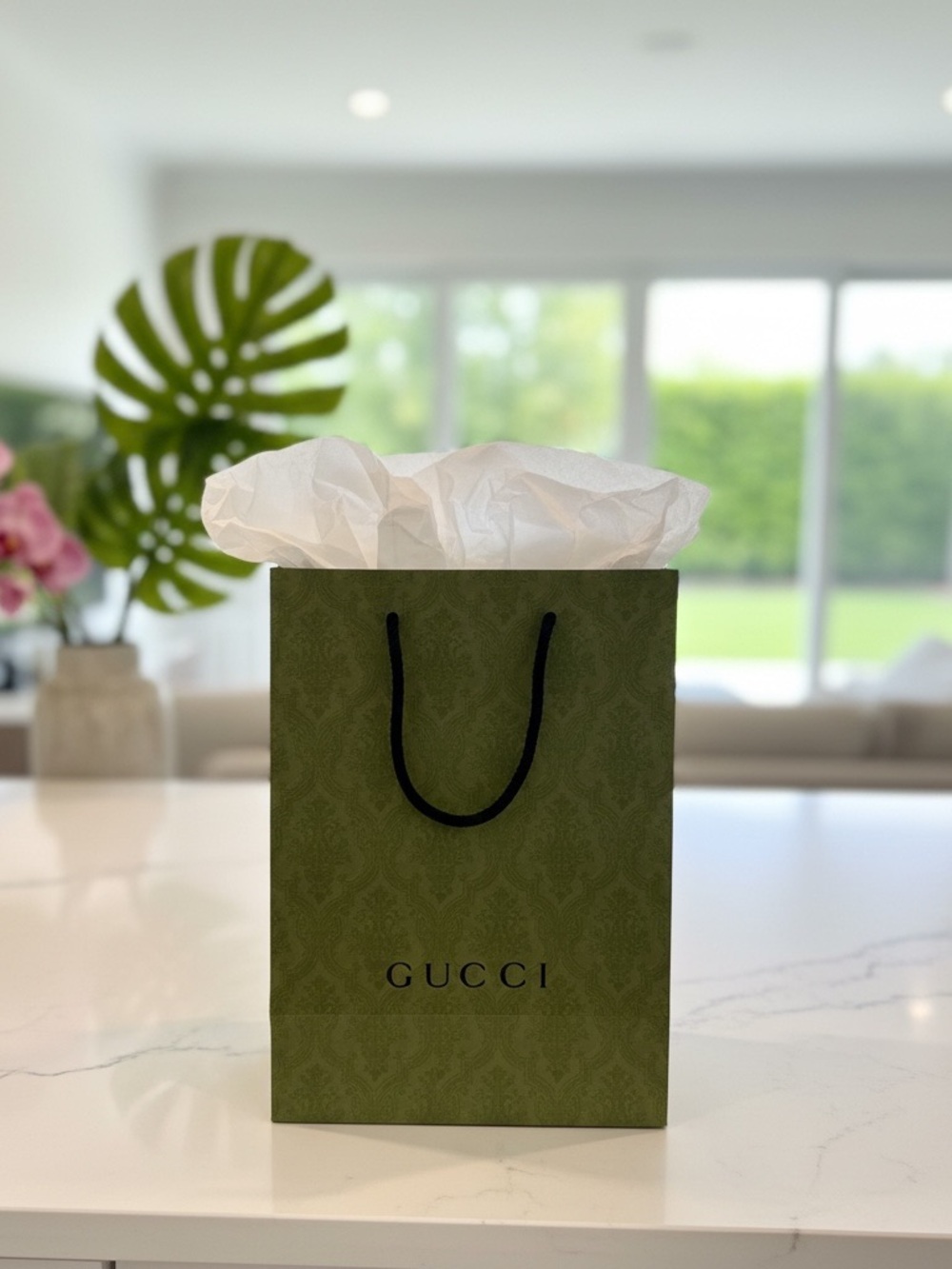 Gucci Olive Green Shopping Bag 15x 10